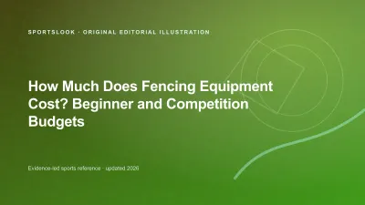 Fencing mask, jacket and weapon beside an equipment cost checklist