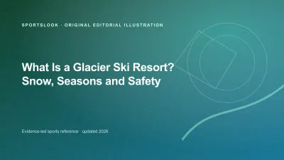 Skier on a high glacier slope with a definition card