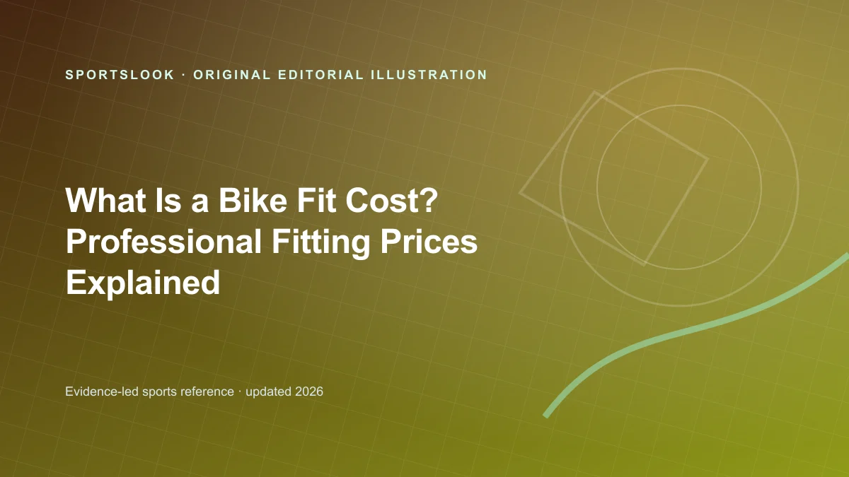 Road bike on a fit stand beside a bike-fitting cost card