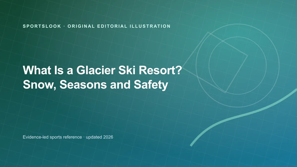 Skier on a high glacier slope with a definition card